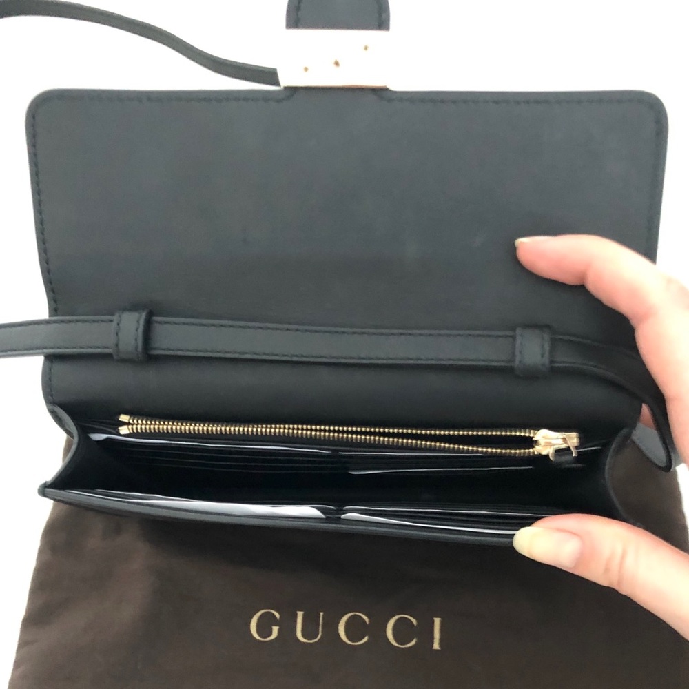 Gucci Black Leather Clutch & Crossbody Flap Wallet - Picture 6 of 12